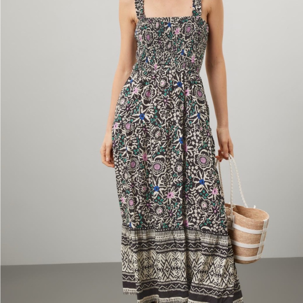Marine Layer Black and Pink Floral Maxi Dress